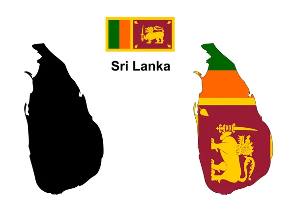 Sri Lanka kaart en vlag vector, kaart van Sri Lanka, Sri Lanka vlag — Stockvector