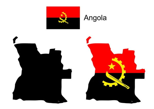 Angola kaart en vlag vector, kaart van Angola, Angola vlag — Stockvector