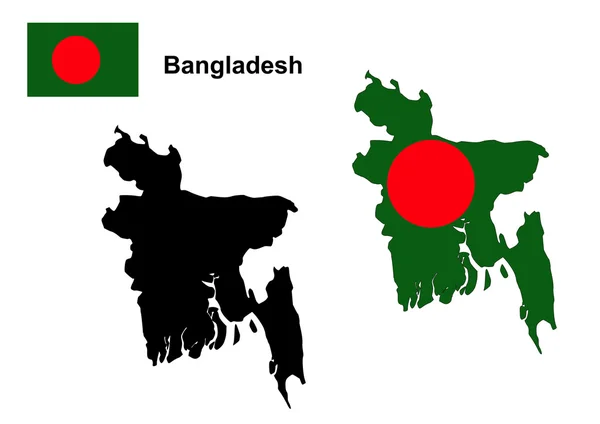 방글라데시 지도 및 플래그 벡터, 방글라데시 지도, 방글라데시 플래그 — 스톡 벡터