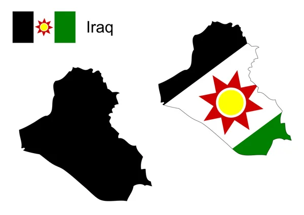 イラクの地図と国旗のベクトル、イラクの地図、イラクの国旗 — ストックベクタ