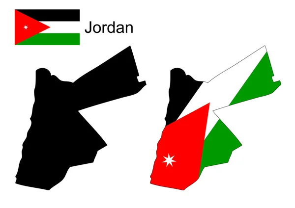 Jordania mapa y vector de bandera, Jordania mapa, bandera de Jordania — Archivo Imágenes Vectoriales