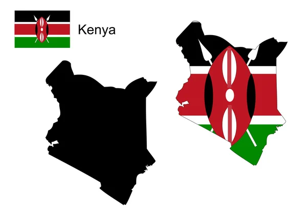 Kenya vektör harita ve bayrak, Kenya harita, Kenya bayrak — Stok Vektör