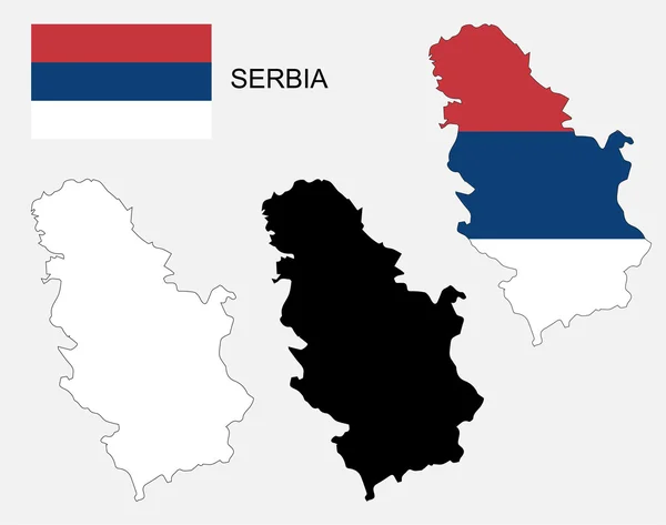 Servië kaart en vlag vector, Servië kaart, Servië vlag — Stockvector