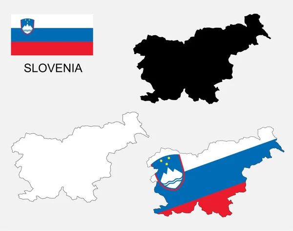 斯洛文尼亚地图和国旗矢量、 斯洛文尼亚地图、 斯洛文尼亚国旗 — 图库矢量图片