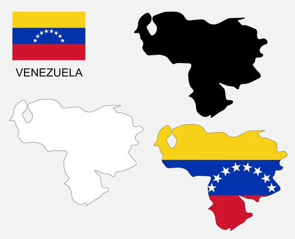 委内瑞拉地图和国旗矢量，委内瑞拉地图，委内瑞拉国旗 — 图库矢量图片