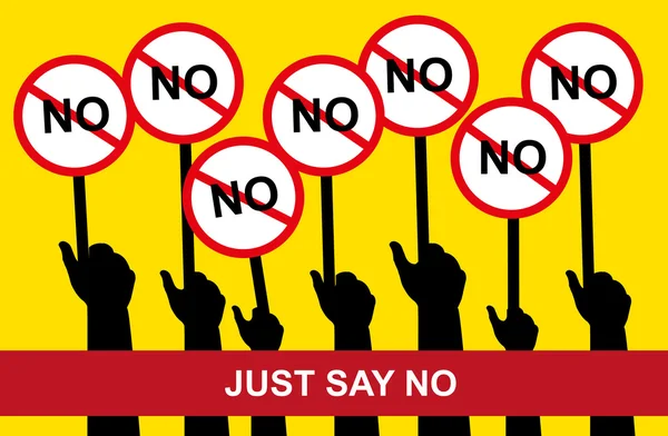 Just say no vector, hands hold No tag, hand hold, against — Stock Vector