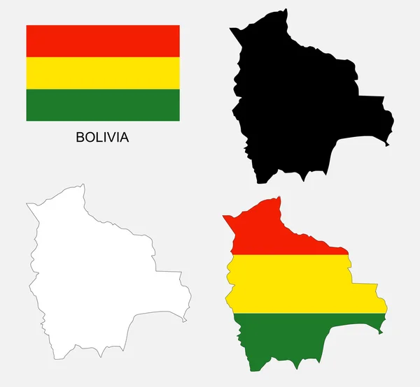 Bolivia mapa y vector de bandera, Bolivia mapa, Bandera de Bolivia — Vector de stock
