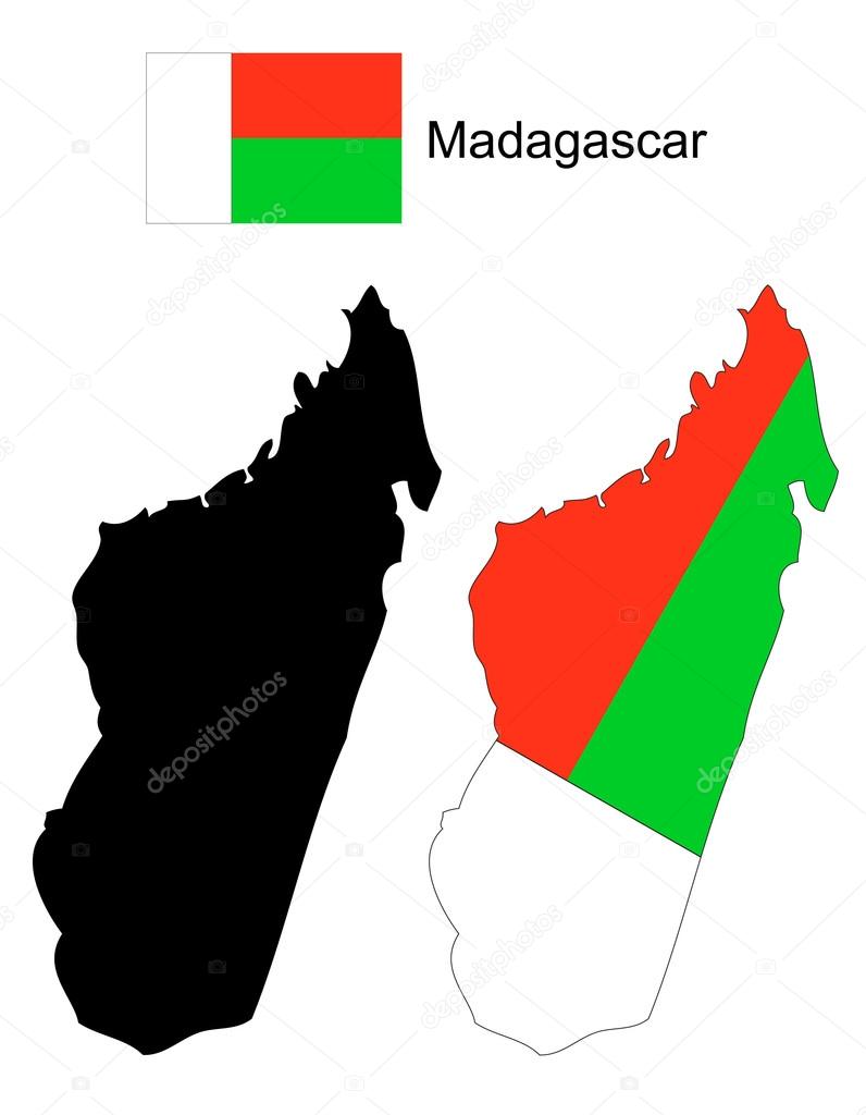 Madagascar map and flag vector, Madagascar map, Madagascar flag