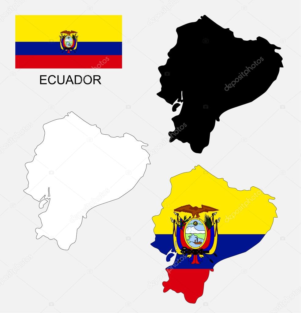 Ecuador map and flag vector, Ecuador map, Ecuador flag