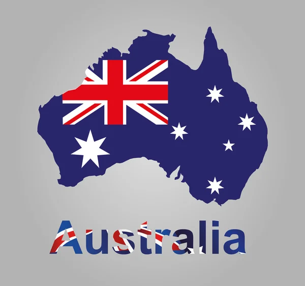 Australia mapa con bandera en el interior, australia mapa vector, mapa vector — Vector de stock