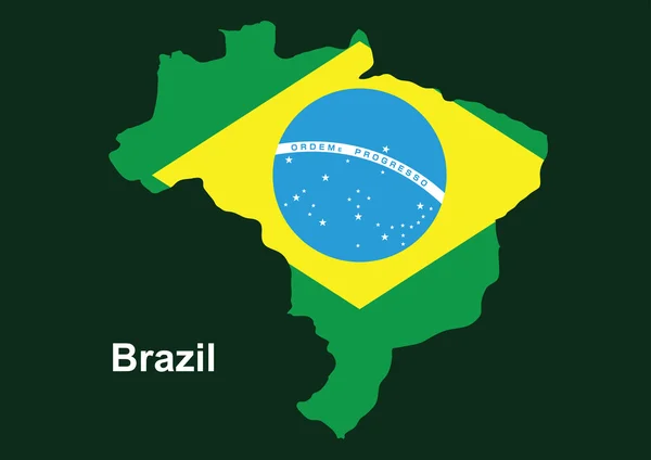 Brazil map with flag inside, brazil map vector, map vector — Stock Vector