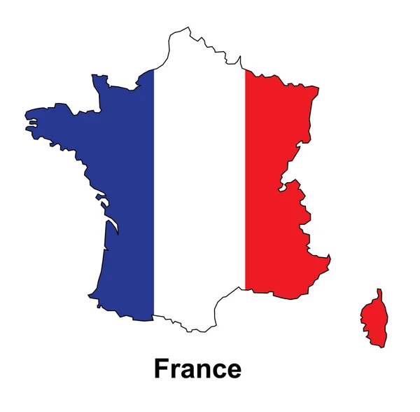 Frankreich Karte mit Flagge innen, Frankreich Kartenvektor, Kartenvektor — Stockvektor