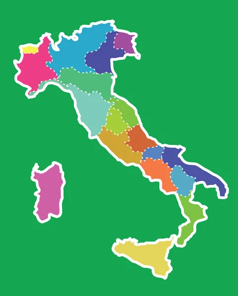 Italia mappa colorata su sfondo verde, Italia mappa vettoriale, mappa vettoriale — Vettoriale Stock