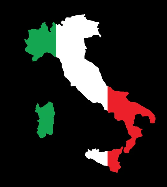 Olaszország Térkép, zászló, belül fekete színű, Olaszország megjelenítése vektor, vektor megjelenítése — Stock Vector