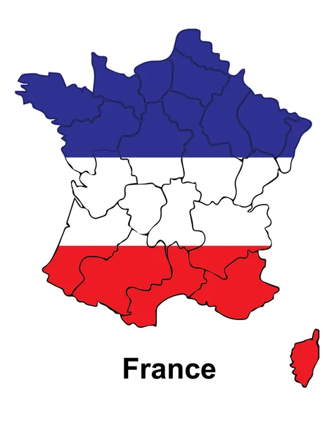 Francia mappa con bandiera interna, Francia mappa vettoriale, mappa vettoriale — Vettoriale Stock