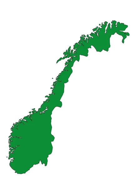 Noruega mapa com cor verde em fundo branco, norway map vector, map vector — Vetor de Stock