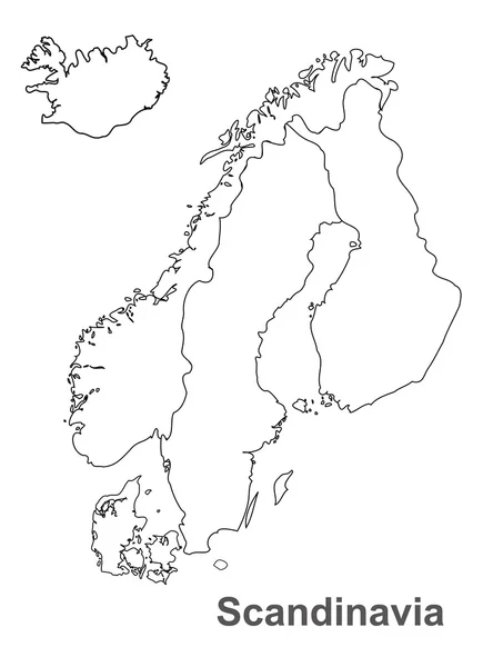 Mapa Skandinávie v bílém pozadí, vektorová mapa Skandinávie, vektorová mapa — Stockový vektor