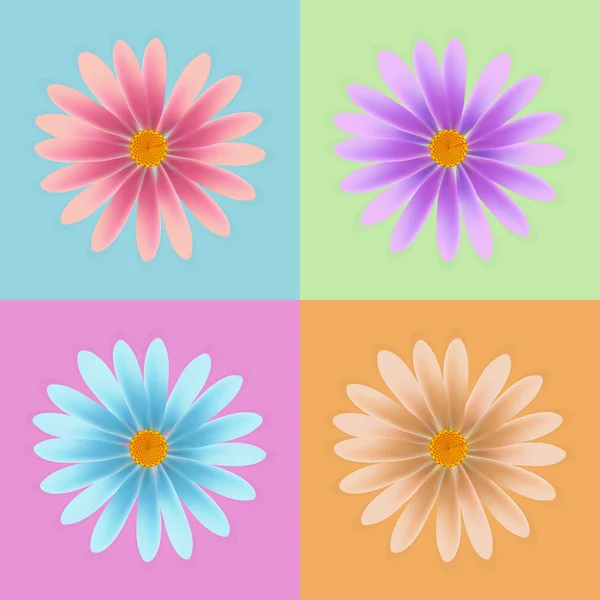 Gänseblümchen-Blumen-Vektor, bunte Gänseblümchen-Vektor, Blumen-Vektor — Stockvektor