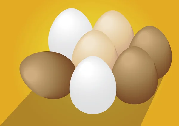 Vector de huevos, vector de huevos en fondo amarillo — Vector de stock