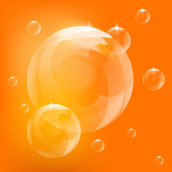 Realistic bubbles vector, orange bubbles, bubbles vector — Stock Vector