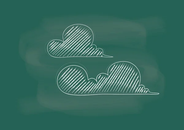 Bulut, bulutlar, bulutların üzerinde yazı tahtası tebeşir çizim vektör — Stok Vektör