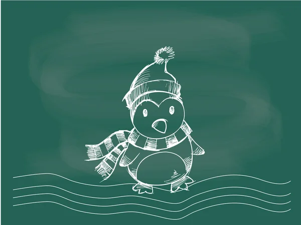 Penguen grafik vektör yazı tahtası tebeşir