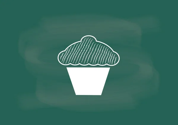 Cupcake, vetor de desenho de cupcake em giz de quadro negro — Vetor de Stock