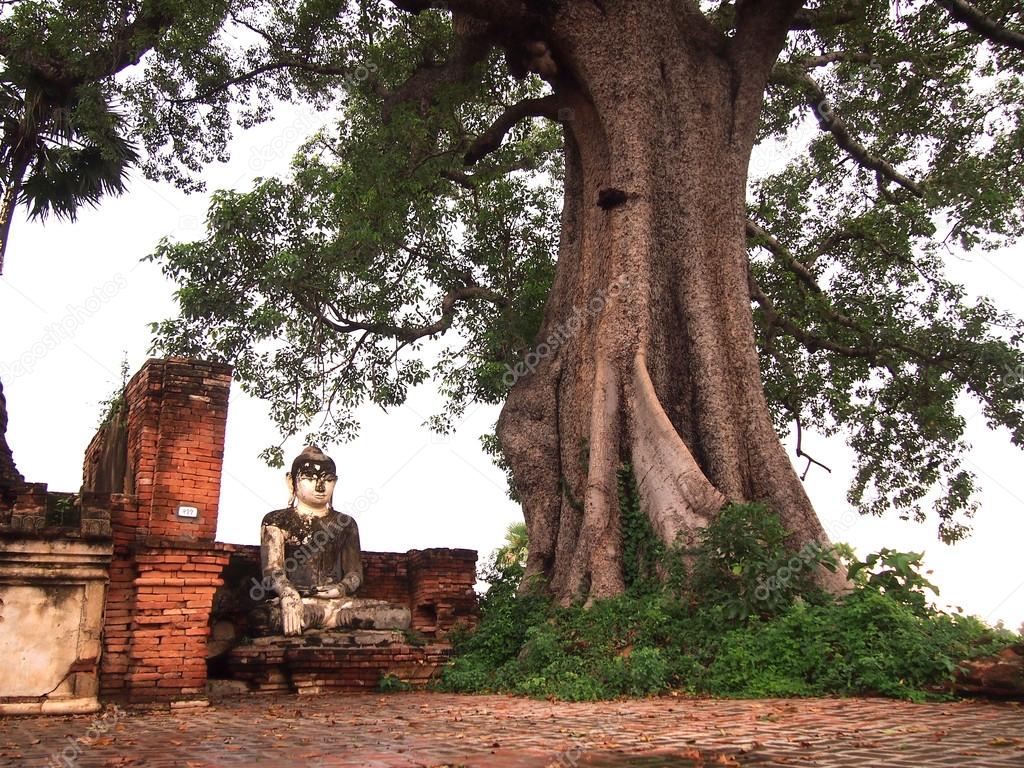 Inwa, Myanamr - October 7, 2013: Ancient Buddha ruins in Yadana Hsemee Pagoda in the Royal City of Inwa (Ava)