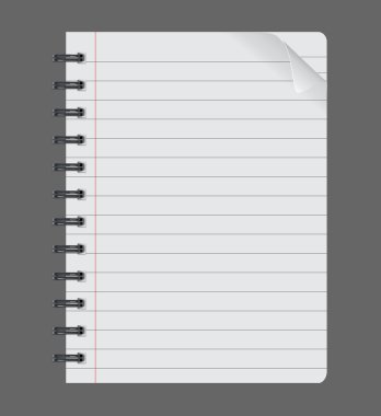 realistic spiral notepad notebook isolated on grey background, Paper sheet