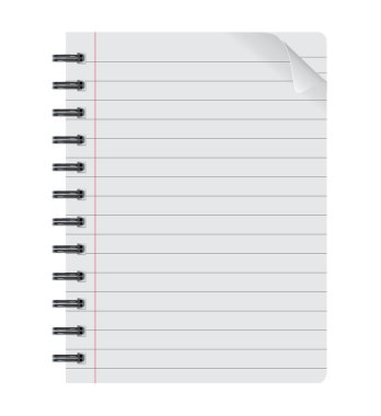 realistic spiral notepad notebook isolated on white vector, isolated paper sheet, Paper sheet