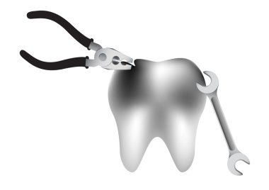 illustration of repair a tooth decay on white background