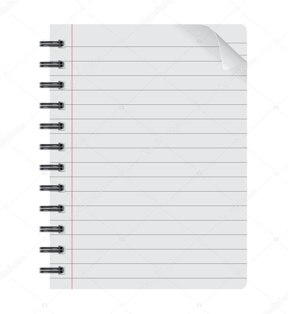 realistic spiral notepad notebook isolated on white vector, isolated paper sheet, Paper sheet