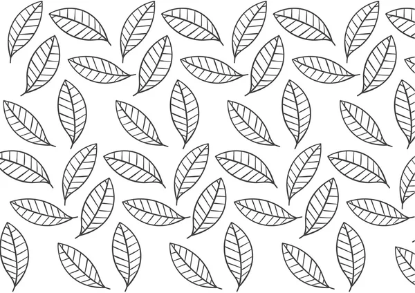 Isolée sur un motif de feuilles stylisées blanches. Illustration vectorielle, motif de fond de feuille — Image vectorielle