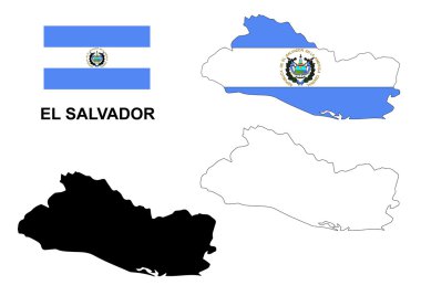 İzole El Salvador harita vektör, El Salvador bayrak vektör, El Salvador