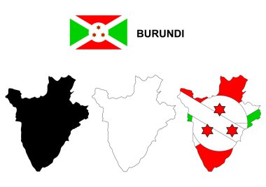 Burundi Burundi Haritası vektör, Burundi bayrağı vektör, izole