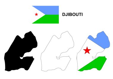 Cibuti Haritası vektör, Cibuti bayrağı vektör, Cibuti izole