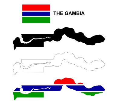 İzole Gambiya Haritası vektör, Gambiya bayrak vektör, Gambiya, Gambiya