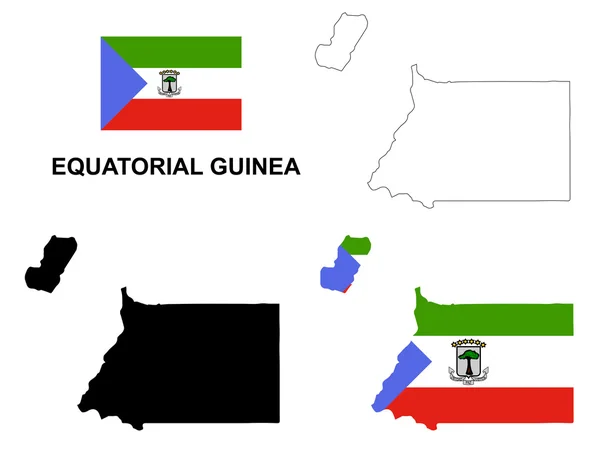 İzole Ekvator Ginesi harita vektör, Ekvator Ginesi bayrak vektör, Ekvator Ginesi