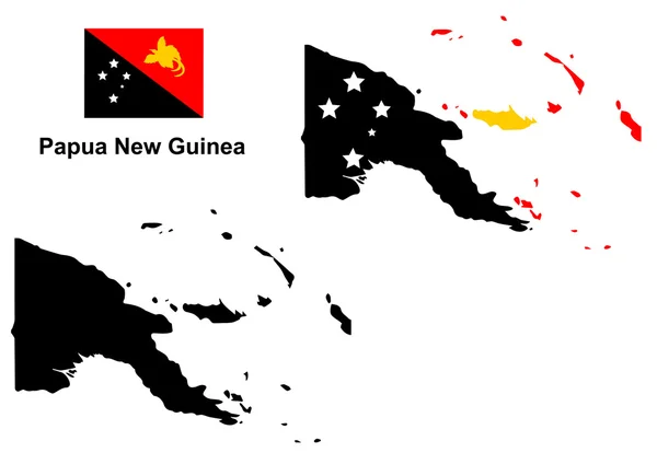 Papua new guinea map vector, papua new guinea flag vector, papua new guinea aislado — Vector de stock