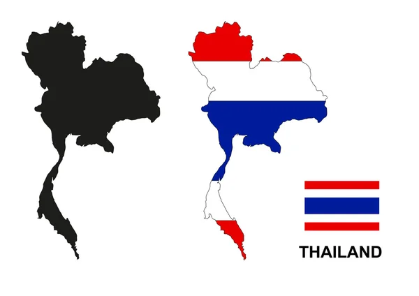 Thailandia mappa vettore, vettore bandiera Thailandia, isolato Thailandia — Vettoriale Stock