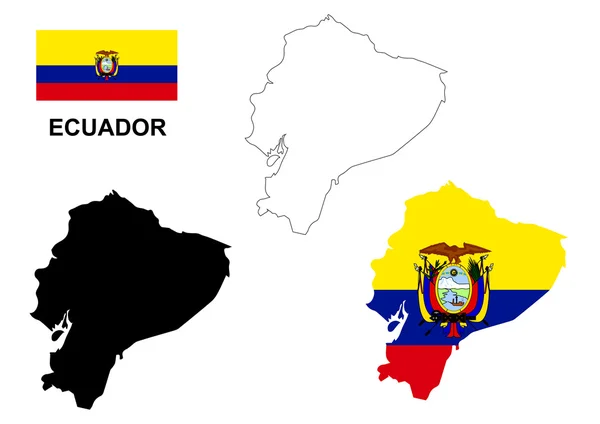 Vecteur de carte de l'Équateur, vecteur de drapeau de l'Équateur, Équateur isolé — Image vectorielle