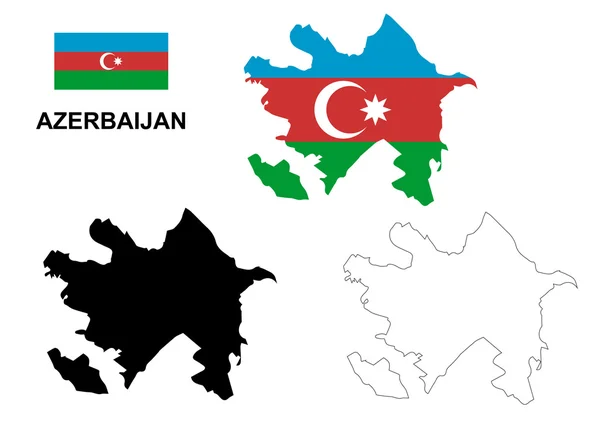 İzole Azerbaycan harita vektör, Azerbaycan bayrağı vektör, Azerbaycan — Stok Vektör