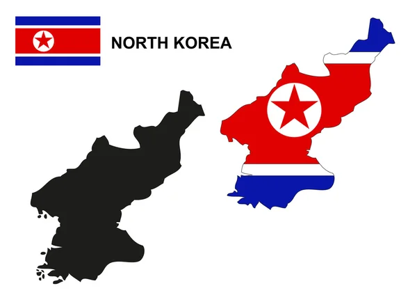 Corea del Nord mappa vettoriale, Corea del Nord bandiera vettoriale, Corea del Nord — Vettoriale Stock