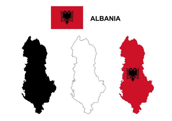 阿尔巴尼亚地图矢量，阿尔巴尼亚国旗矢量，孤立阿尔巴尼亚 — 图库矢量图片