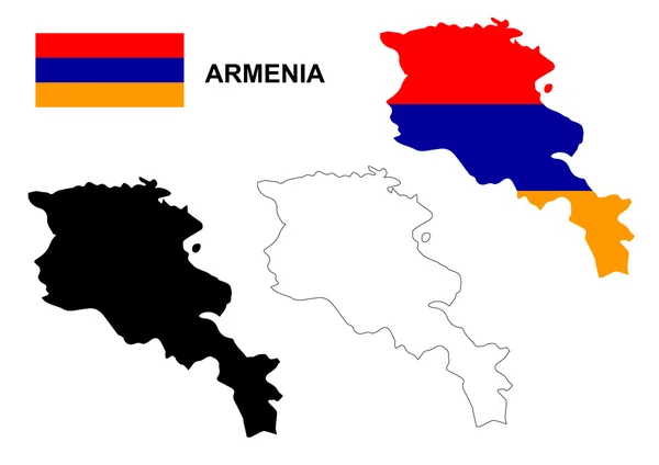 亚美尼亚地图矢量，亚美尼亚国旗矢量，孤立亚美尼亚 — 图库矢量图片