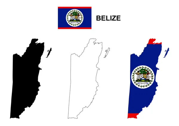 Belice mapa vector, Belice bandera vector, Belice aislado — Archivo Imágenes Vectoriales