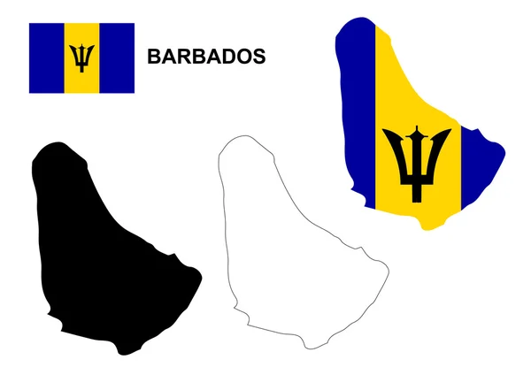 Barbados Haritası vektör, Barbados bayrağı vektör, Barbados izole — Stok Vektör