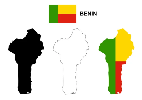 Benin mapa vektor, vektor vlajky Benin, izolované Benin — Stockový vektor