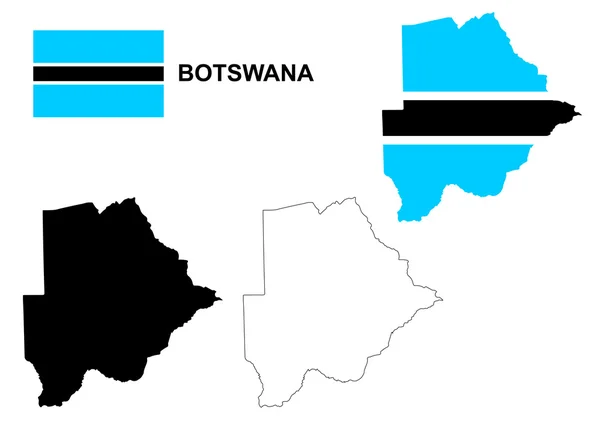 Vecteur de carte du Botswana, vecteur de drapeau du Botswana, isolé Botswana — Image vectorielle