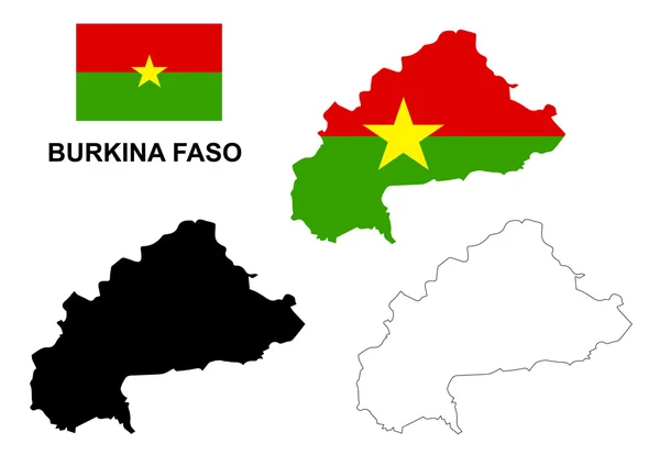 Burkina Faso mapa vektor, vektor vlajky Burkina Faso, izolované Burkina Faso — Stockový vektor